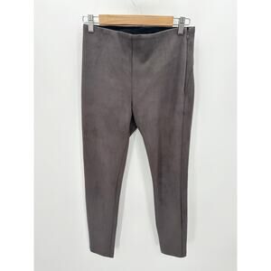 Ann Taylor Gray Faux Suede Seamed Side Zip Leggings Pants Womens Size 2